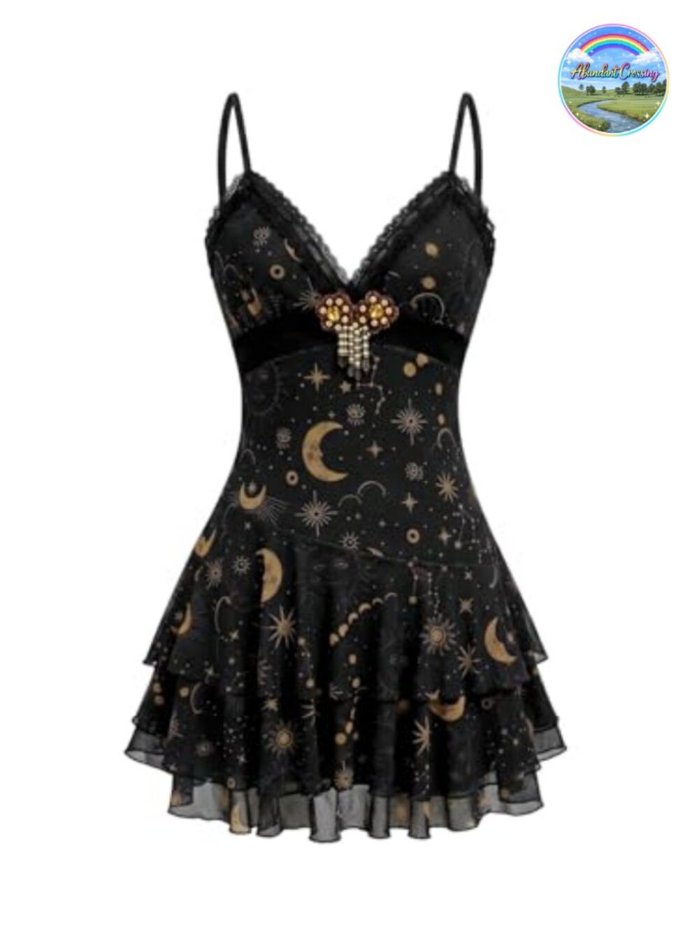 Verdusa Women's Y2k Gothic Boho Beaded Lace Paisley Mini Dress